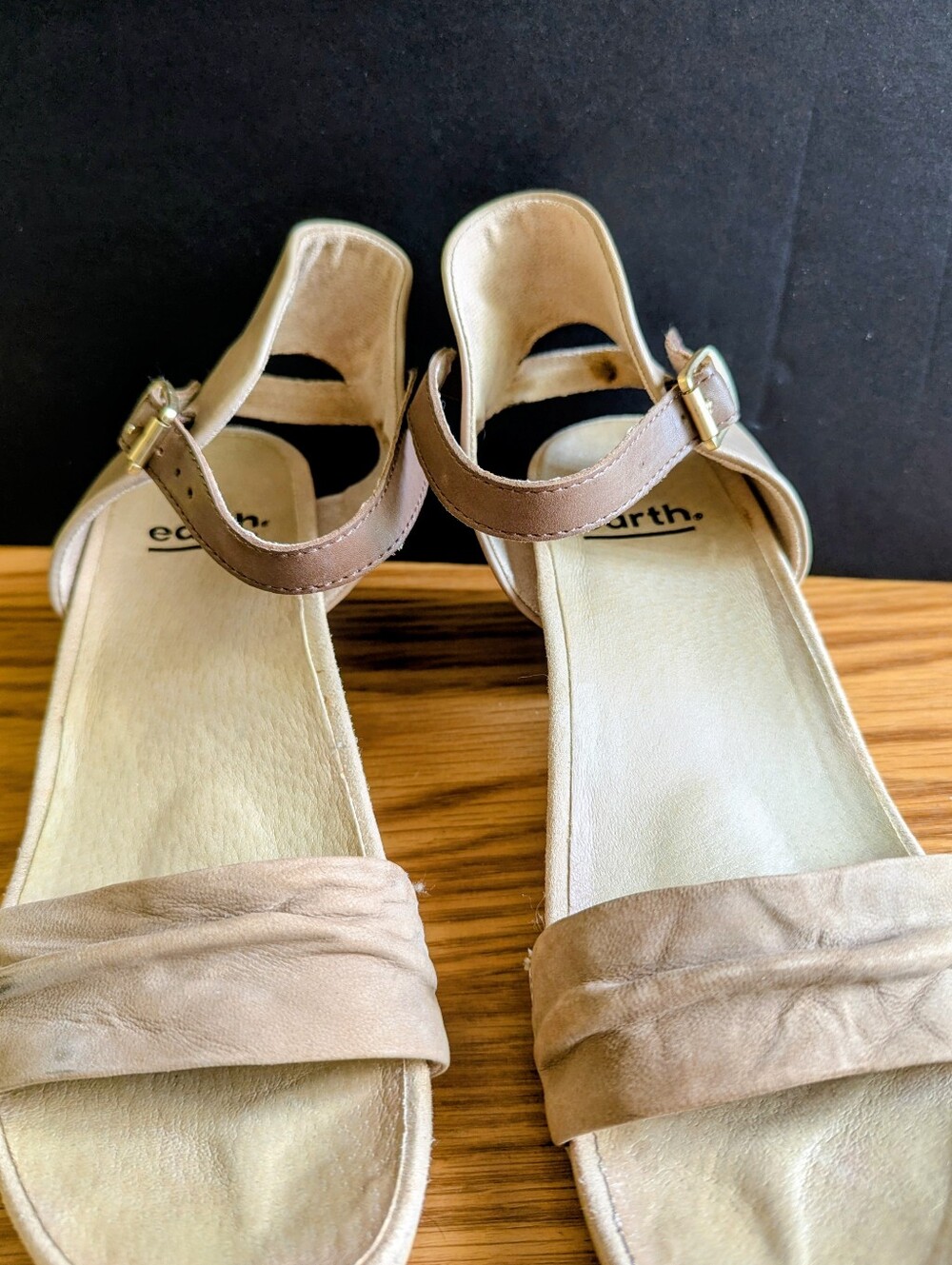Earth Origins Tan Leather Ankle-Strap Sandals